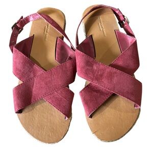 American Eagle Outfitters Maroon Cross-Strap Sandals